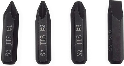 3Pcs JIS Impact Screwdriver Bits and 1Pcs Slotted Impact Bit for Manual Impact D