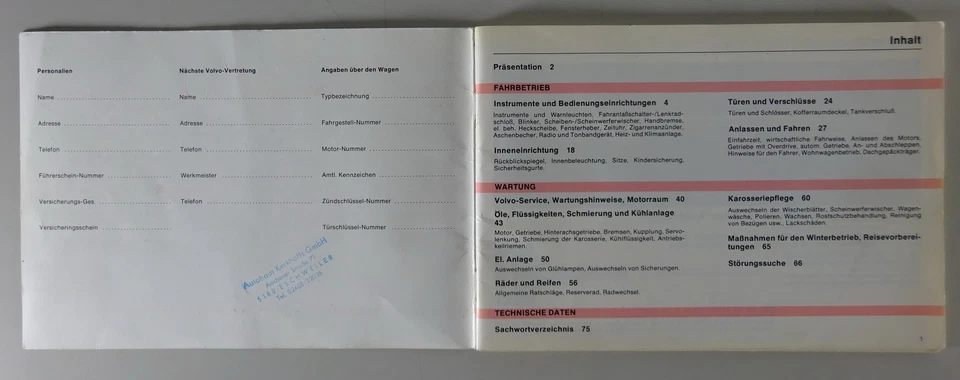 Mappa di Bordo + Istruzioni D'Uso / Manuale Volvo 262 C Bertone Coupé Stand 06/ - Immagine 2 di 4