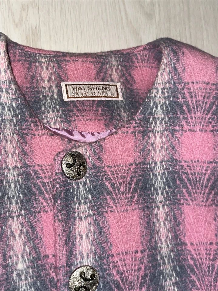 VTG HAI SHENG Women's 2 piece Pink Purple Suit Jacket and Skirt One Size Foto 3 de 4