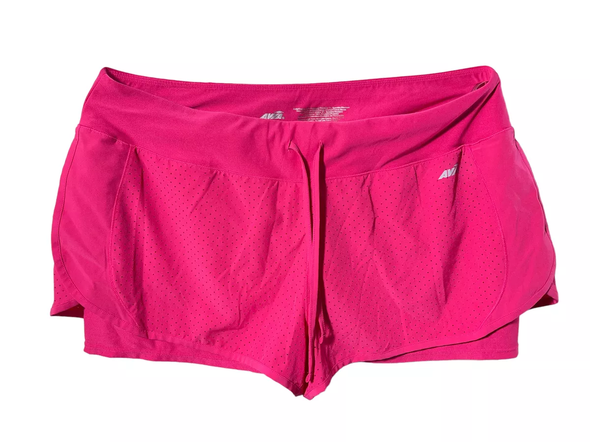 Avia Womens stretch pull on 2 Layer activew pink shorts size