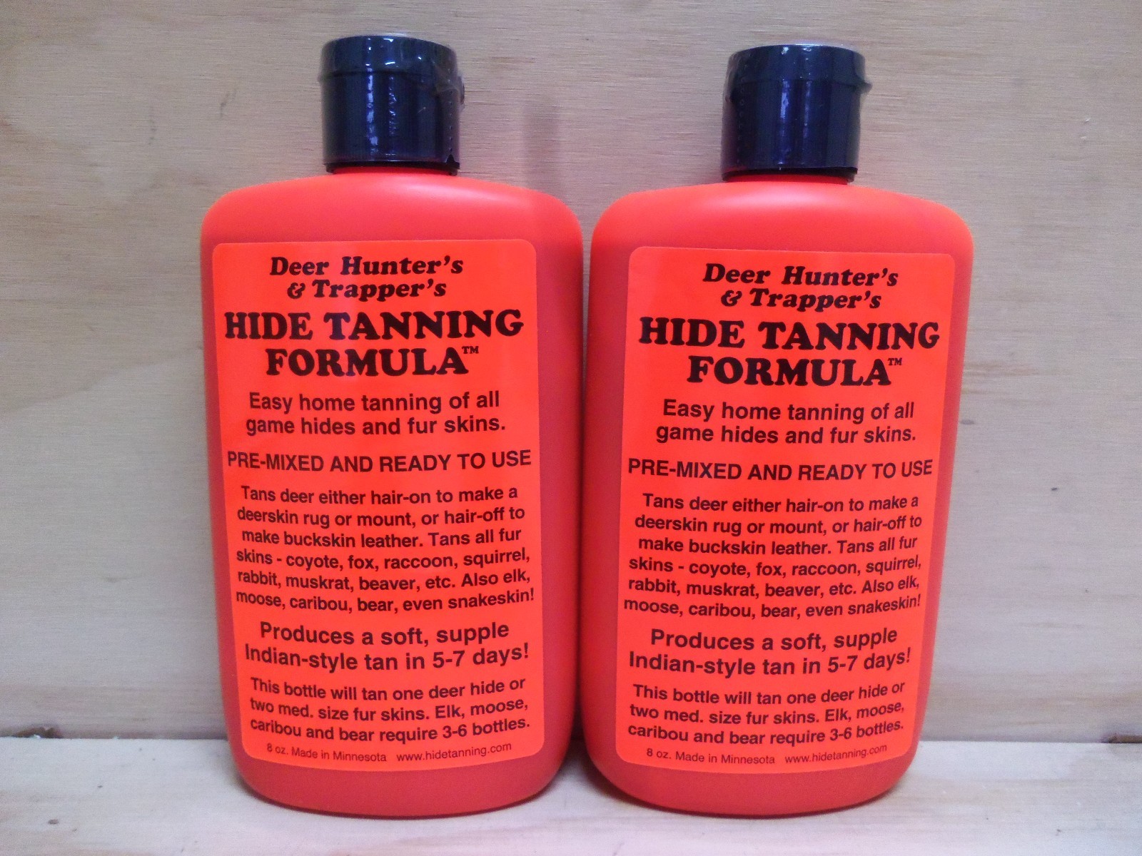 2 Bottles Hide Tanning Formula Fur Deer Trapping Hunting Raccoon Fox