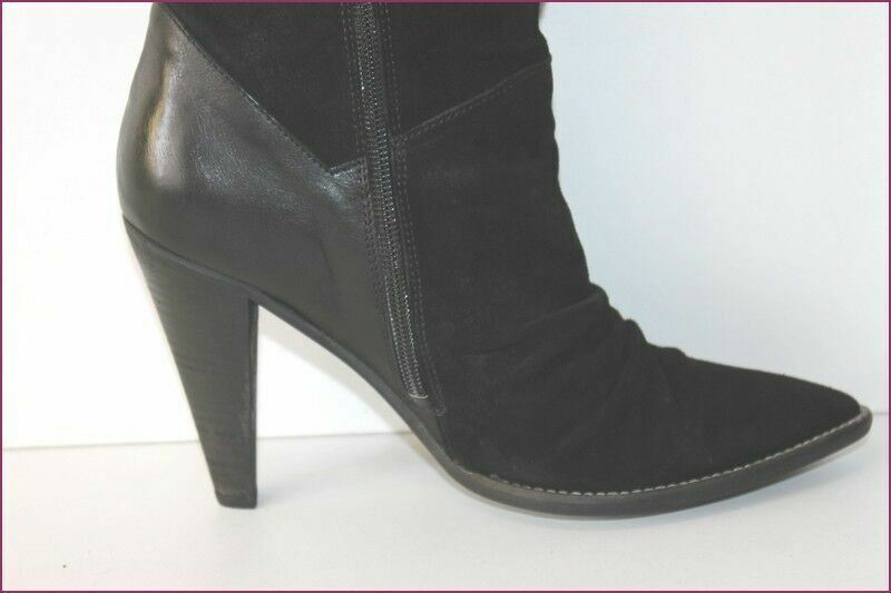 Bottes San Marina - Genoux Pointues En Daim Plissé Et Cuir - Taille 39 - Occasion Très Bon État