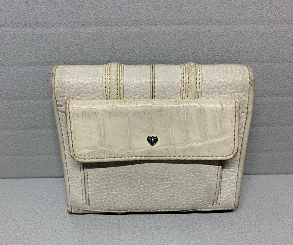 Cartera de cuero vintage Brighton beige doble pliegue  Foto 3 de 4