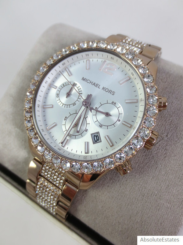 Michael Kors Rose Gold-tone White Dial Crystal Chr Michael Kors Camille Quartz White Dial Rose Gold Steel Strap  main image 4