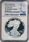 2022 W NGC PF70 Proof $1 American Silver Eagle Congratulations Set FREE SHIPPING