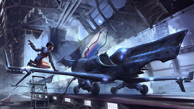 Anime digital art artwork women science fiction Playmat Gaming Mat Desk