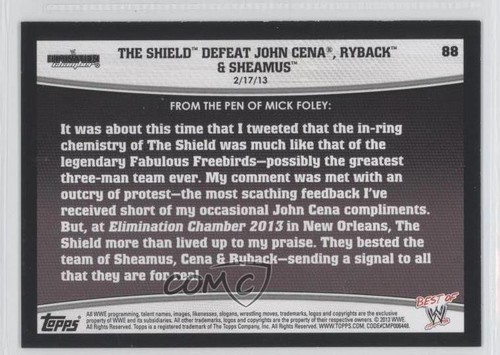 2013 Topps Best of WWE The Shield John Cena Ryback Sheamus #88 0nr3 - Picture 2 of 3