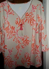 🦋💎💥 BELLE by Kim Gravel 💥💎🦋 AMALFI CORAL PrimaBelle Knit Tassel Zip Top L