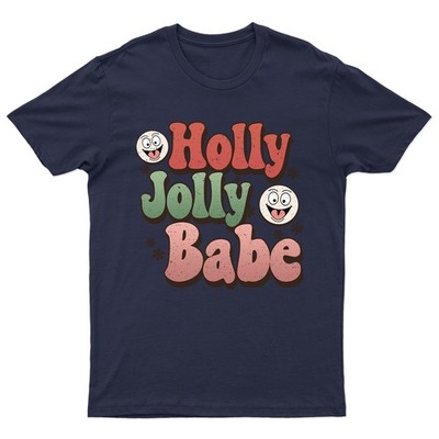 Holly Jolly Babe Weihnachten T-Shirt Unisex Geschenk Retro Lustig Damen Vintage Herren