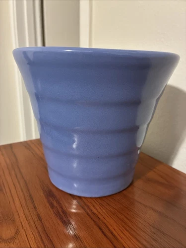 Bauer Pottery Delft Blue Step Flower Pot Planter  5.25 Inches Tall With Sticker