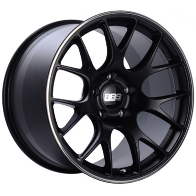 BBS CH-R 19x8.5 5x112 ET40 Satin Blk Polished Outer Lip Wheel -82mm PFS/Clip Req