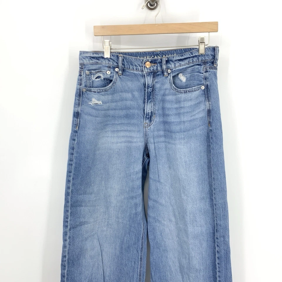 American Eagle Women Size 10 LONG Jeans Light Wash Pants Skater Wide Leg Baggy - Image 2 of 4