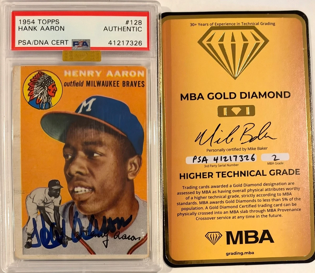 Topps Hank Aaron Autographed Baseball Sports Trading Cards for