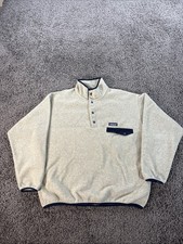 Patagonia Synchilla Snap-T Fleece Pullover Men's Size L Cream/Gray  Navy