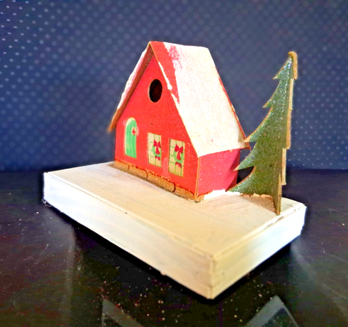 Vintage Christmas Putz House Red & White Made in USA Neat! - Afbeelding 3 van 5