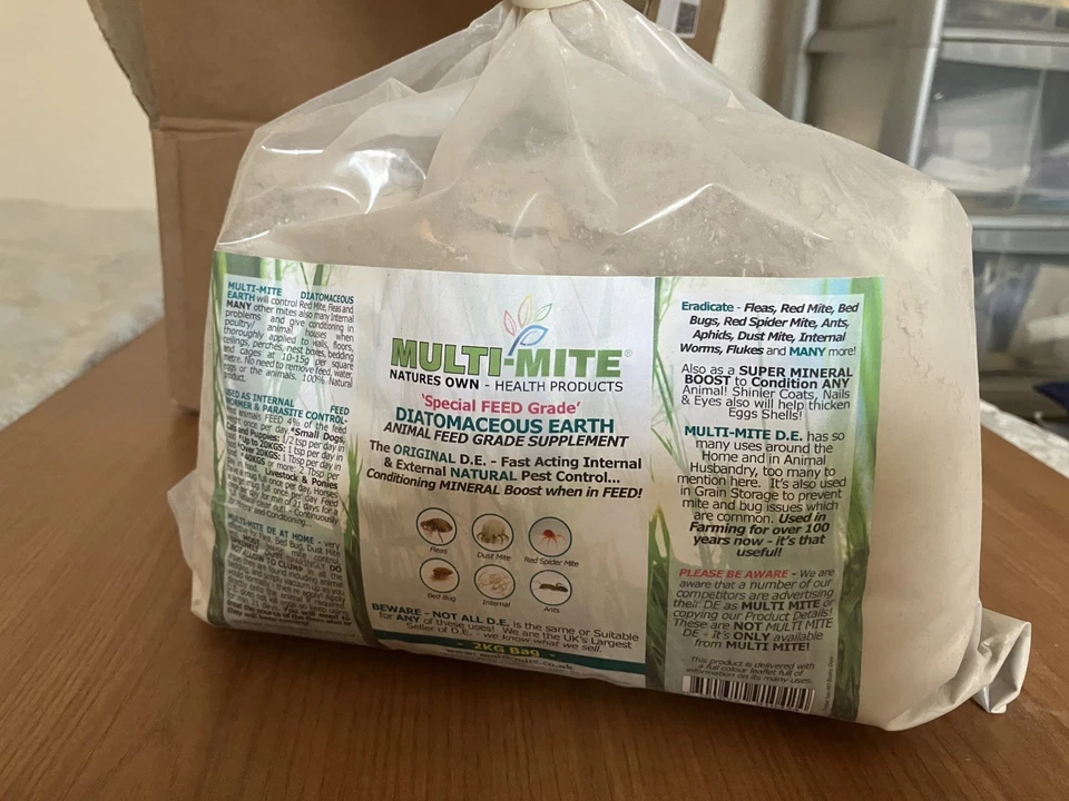 MULTI-MITE 500gMULTI MITE Diatomaceous Earth FEED Supplement Grade DE Powder Red Mite Fleas
