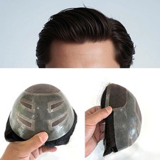 Mens Toupee Hair System French Lace Front Mono Human Black Hair Pieces Versalite