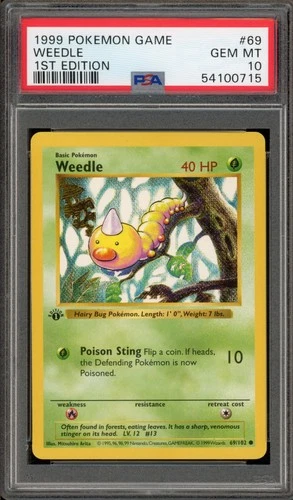 Pokemon Weedle Base Set Shadowless 1st Edition #69 PSA 10 Gem Mint
