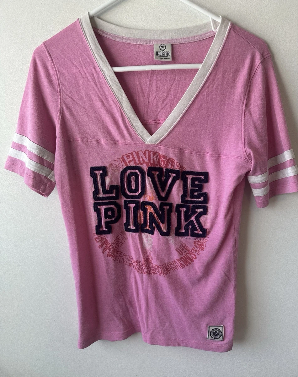 T-shirt Victoria's Secret PINK Bling Wreath Love Pink Avec Décor | T-shirt Scoopneck Neuf Avec étiquette