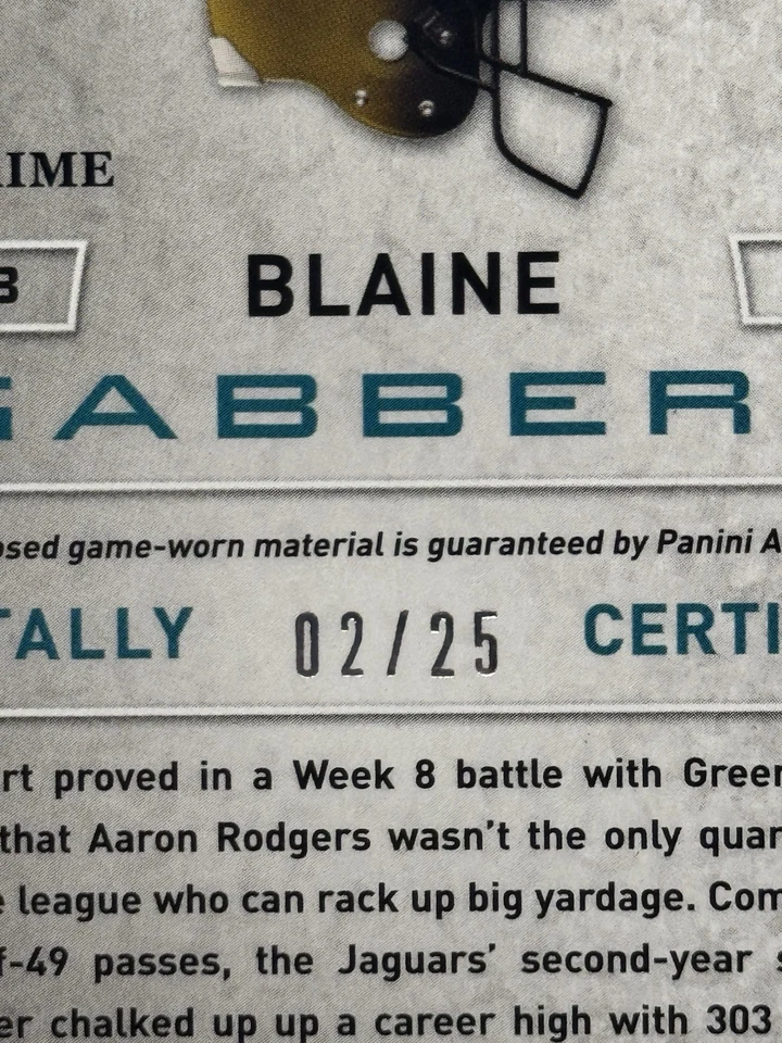 2013 Totally Certified - Materials Blaine Gabbert #86 Totally Gold Prime /25 - Image 3 of 4