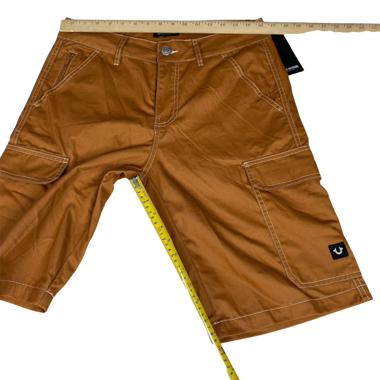 True Religion Cargo Shorts Dark Khaki Men’s Sz 30 (32x12) Utility Hiking Casual thumbnail 7