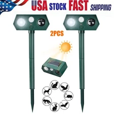 Upgraded Solar Ultrasonic Animal Repellent Dog Cat Skunk Deer Raccoon For Garden