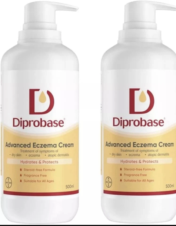 BAYER Diprobase Advance Eczema Dry Skin Emollient Cream 500ml X2