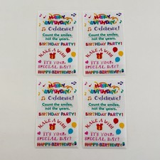 MRS. GROSSMAN'S Happy Birthday Sticker Sheets, Vintage 2002 - Lot of 4