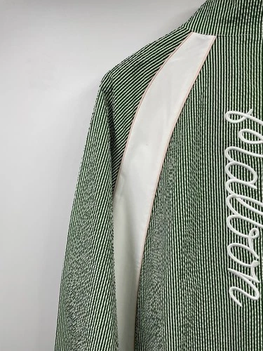 Malbon Valero Pullover Seersucker Quarter Zip Garden Green Large NWT image 12