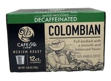 Cafe Ole Colombian Decaf Medium Roast K-cups 12ct Box H-E-B 4.65 OZ