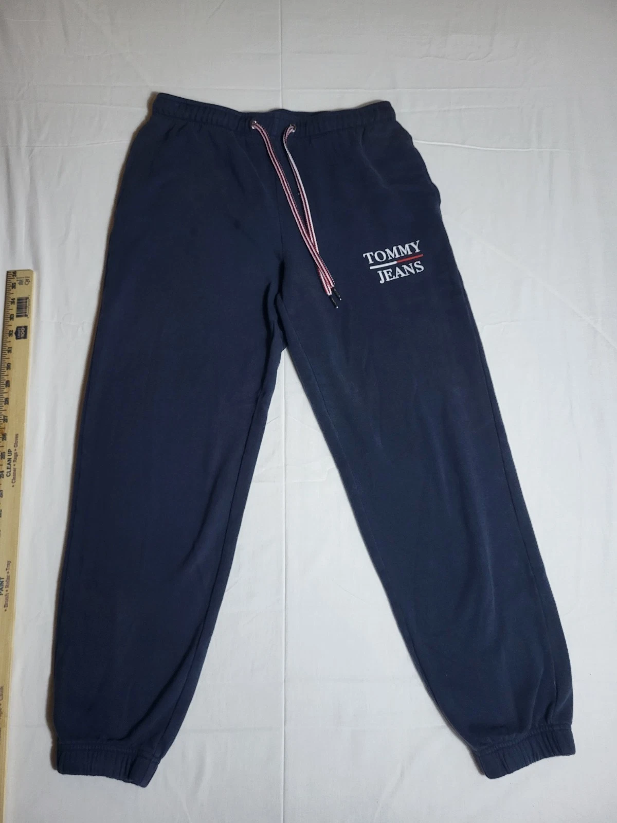 Tommy Jeans Fleece Jogger Sweatpants Mens Small Navy Logo Drawstring