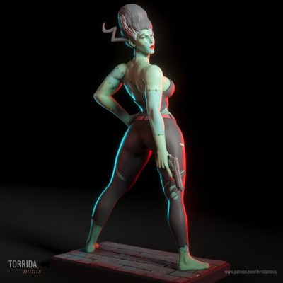 The Bride, Creature Commandos, sexy Pin Up, Figur, 3D Druck, Statue, UNBEMALT