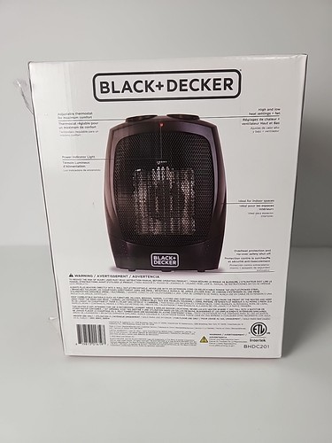 Black+decker BHDC201 1,500-Watt Electric Personal Ceramic Space Heater 2 Setting - Picture 4 of 9