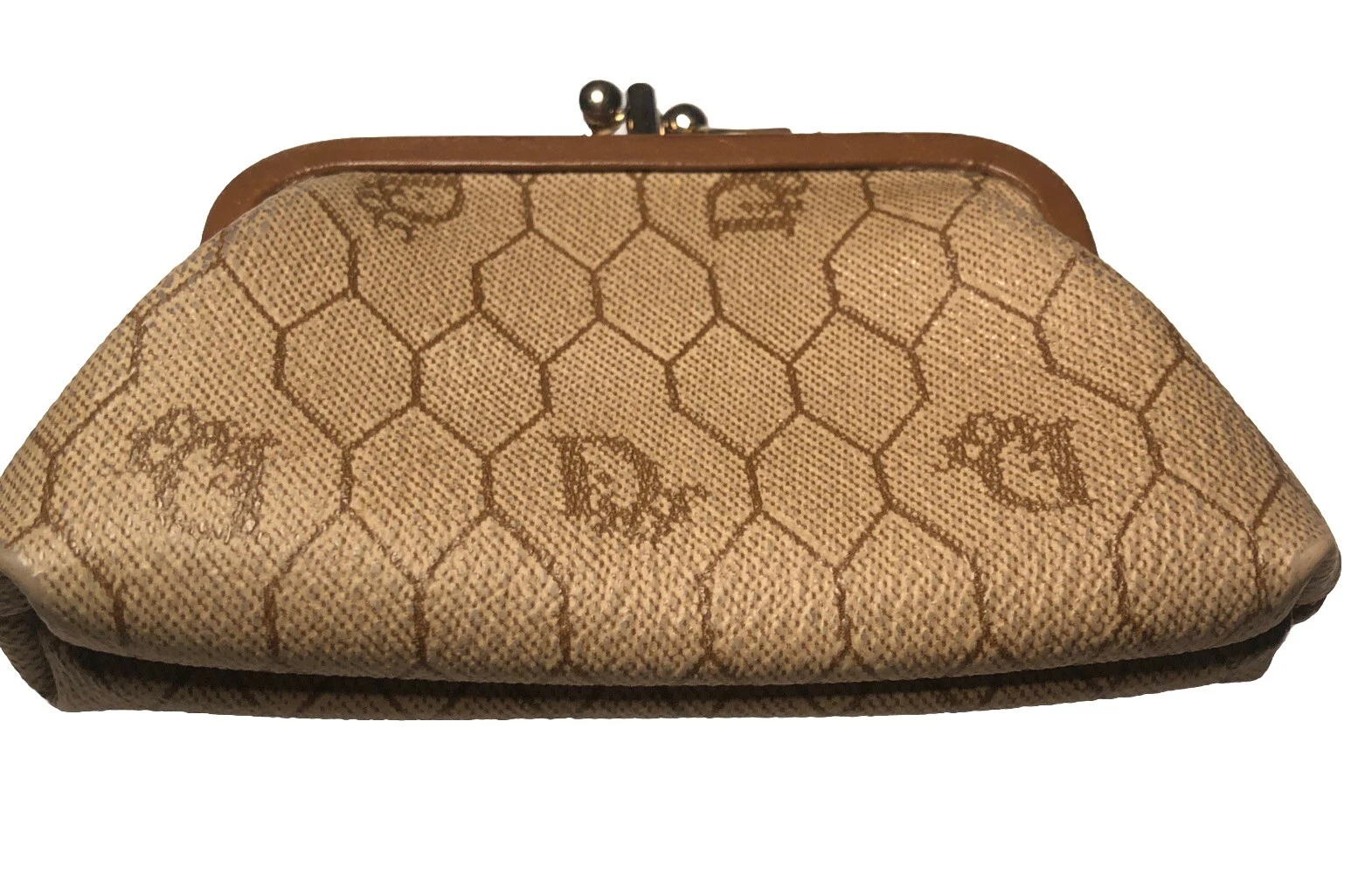 Sac à main de changement Christian Dior Rare Vintage Cuir Monogramme Kisslock LIRE la description