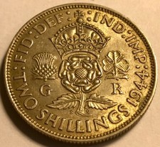 GREAT BRITAIN - George VI - Silver Florin 1944 - Toned  Choice Br. Uncirculated