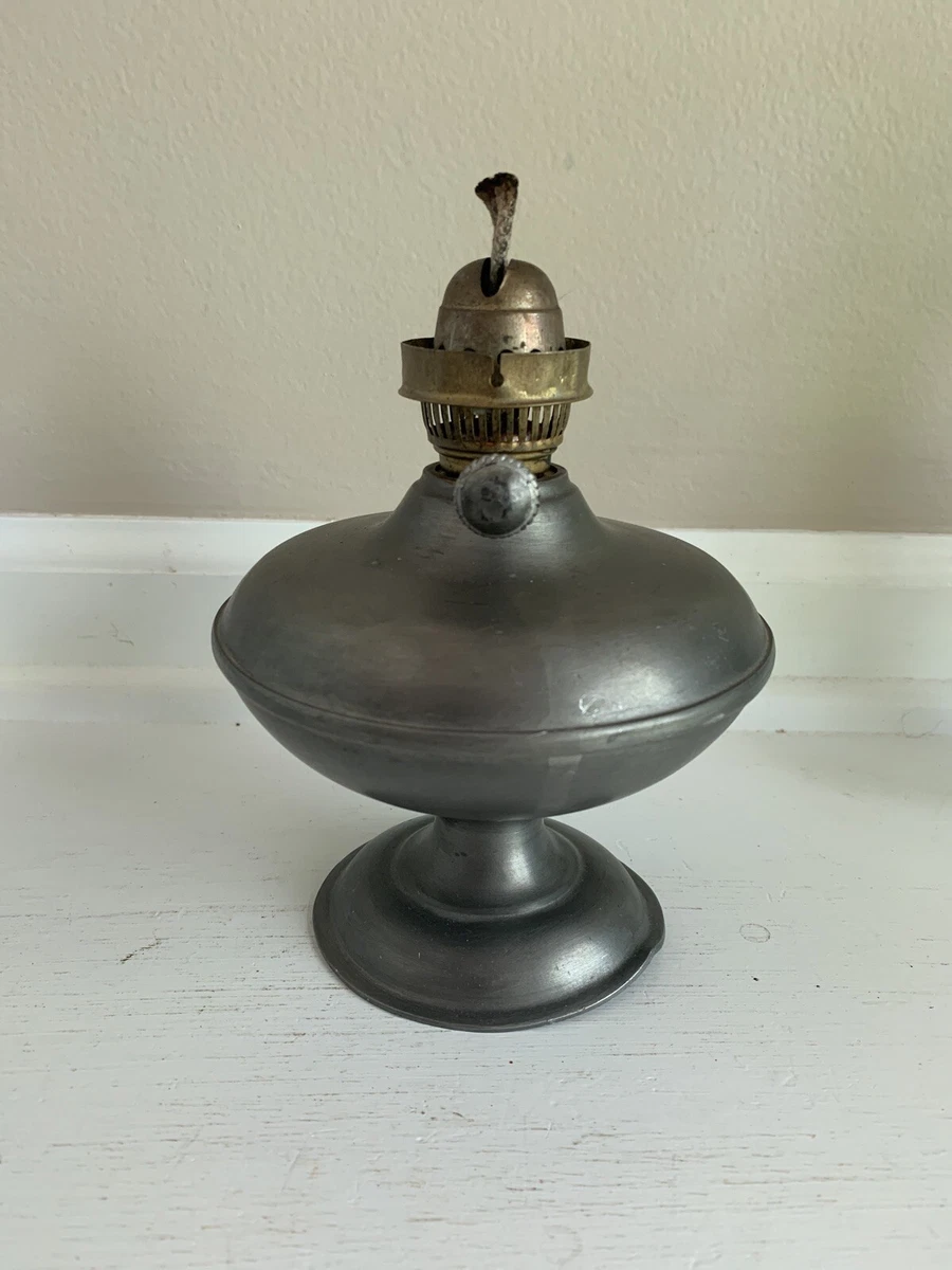 Vintage Pure Pewter Oil Lamp Made In Italy