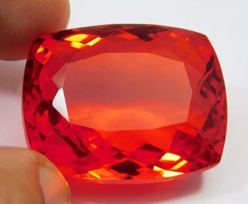 92.55 Ct. AAA+ Large Mexican Fire Opal Cushion Cut Loose Gemstone @Women Gift - Image 3 of 4