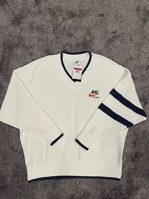 Nike Icon Trend Sportswear Classic V Neck Sweater White/Sail Men Size Large $155