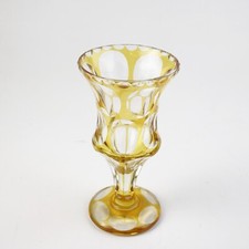 Antik Art Déco Glasvase Vase Bernstein Gelb Überfangglas ca. 19,5 cm hoch