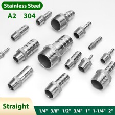 Male Thread Straight Barb Hose Connector Tube Fitting A2 Stainless Steel BSP
