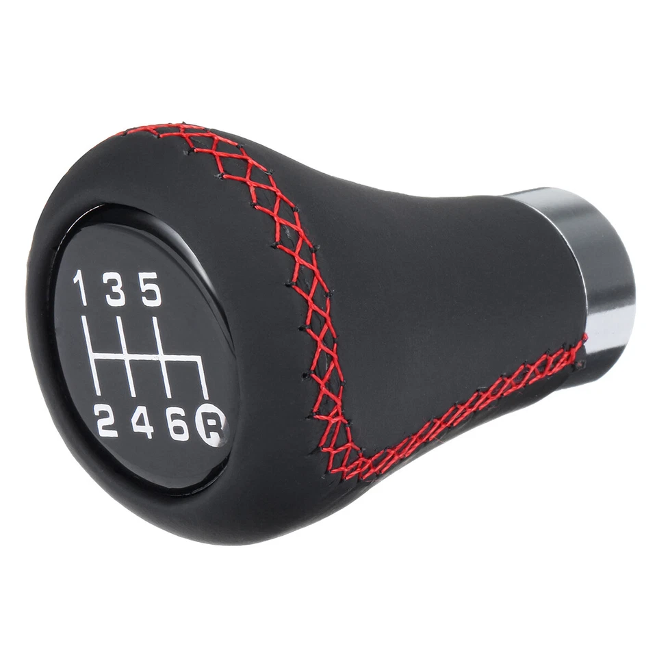 6 Speed Universal Manual Leather Gear Stick Shift Knob Shifter Lever Black&Red - Image 4 of 4