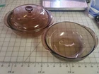Lot of 3 Pyrex Amber Glassware - 2 Bowls 322, 325 & 1 Casserole-023 with Lid
