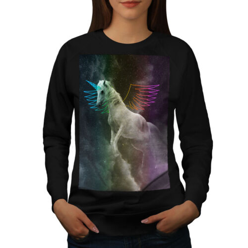 Wellcoda Pegasus Horse Fantasy Womens Sweatshirt, Magic Casual Pullover Jumper - Picture 1 of 5