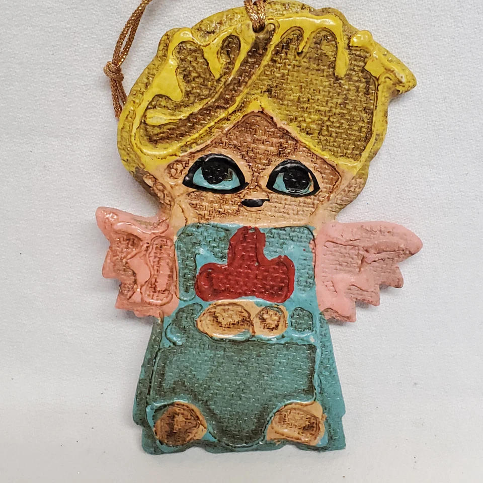 Лот из 3 винтажных рождественских украшений 60-х годов Япония MCM Angels Bell примитивное народное искусство 5 дюймов - Изображение 3 из 4