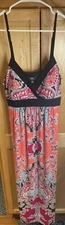 MSK Dress Womens PL Petite Large Pink Paisley Print Multi Color Spaghetti Long