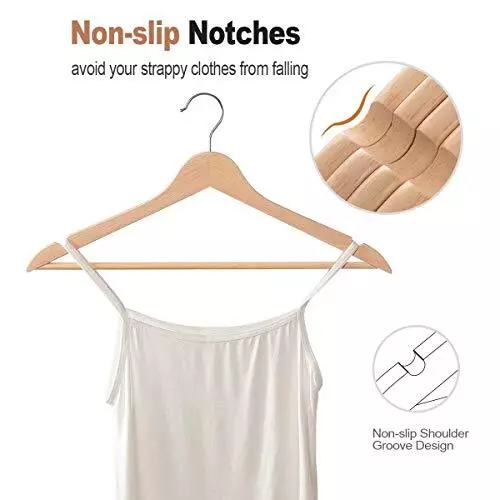 Solid Wooden Hangers Wood Suit Hangers with Extra Smooth 20 Pack Natural - Picture 3 of 7