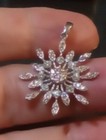 NATURAL ROUND SAPPHIRE PERIDOT ACC. 925 SILVER 14K WHITE GOLD PLATTED PENDANT — photo 8
