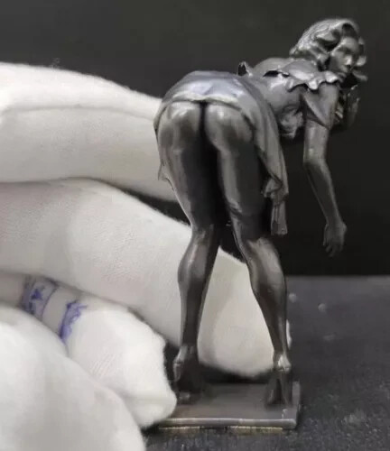 Schwarz massiv Messing verführerisch heiß sexy Mädchen Statue Kunst Schönheit Modell Kunstwerk Dekor - Bild 2 von 6