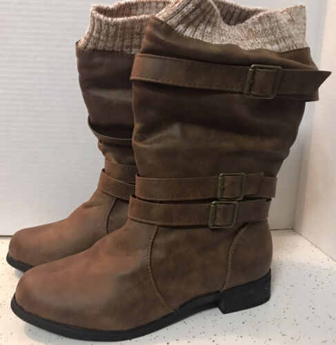 Women's  cute slouch with buckles Mid-Calf Boots sz 39(8) US, NEW - Picture 1 of 7