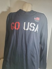 Vintage GO USA Olympics Hooded T-shirt Long Sleeved Size XL Made in USA